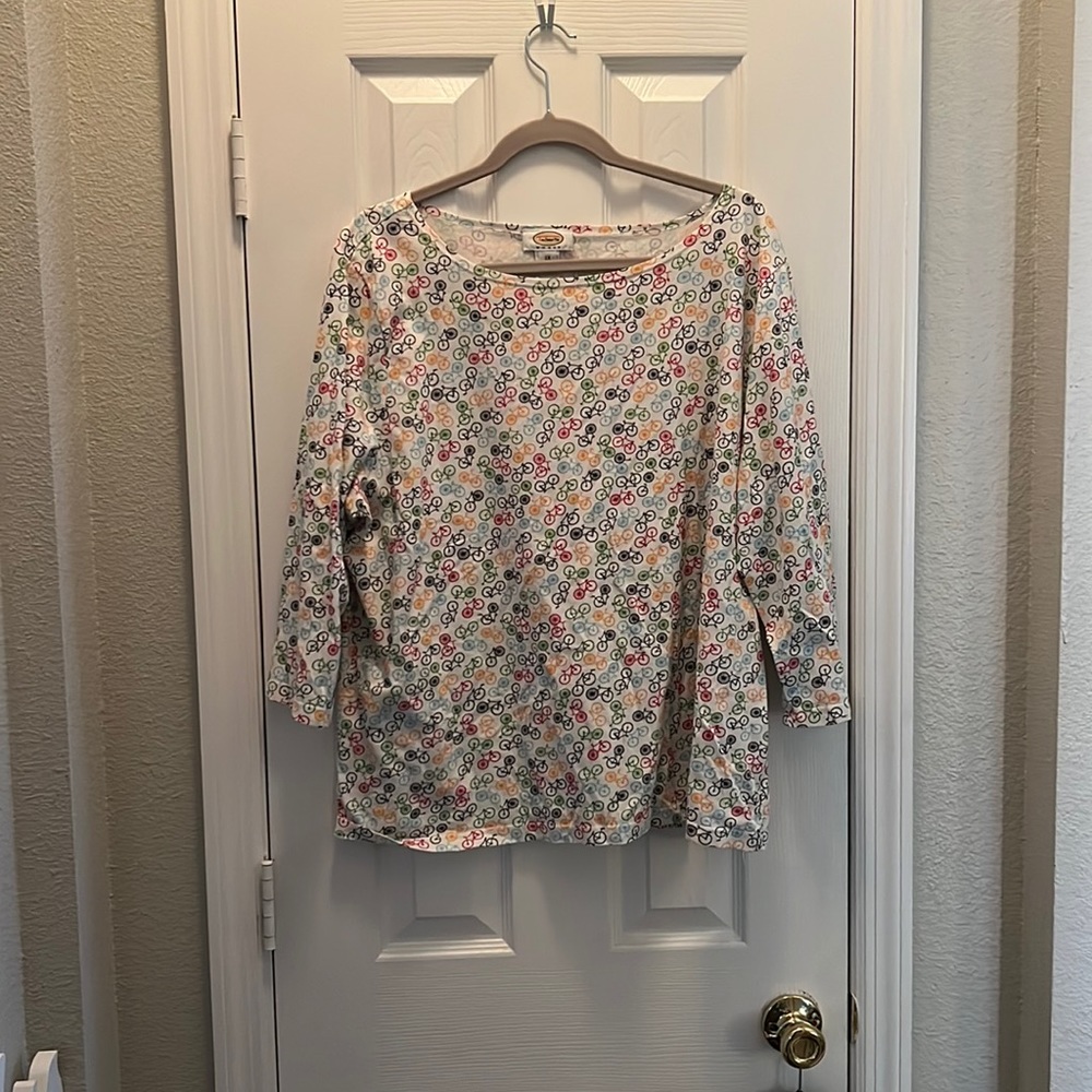 Talbots 3/4 Sleeve All over Bicycle Print